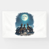 Drie schildpadden huilen bij Moon Wildlife Mountai Spandoek (Horizontaal)