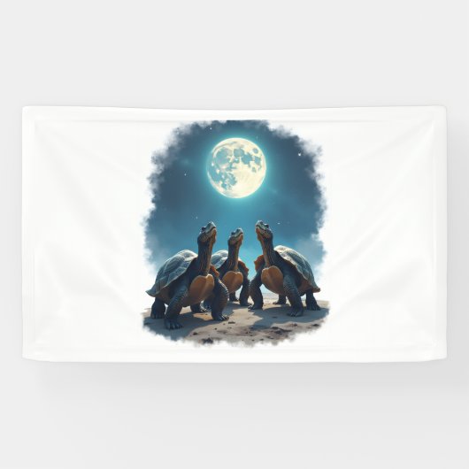 Drie schildpadden huilen bij Moon Wildlife Mountai Spandoek (Horizontaal)
