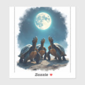 Drie schildpadden huilen bij Moon Wildlife Mountai Sticker (Vel)