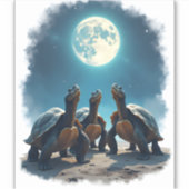Drie schildpadden huilen bij Moon Wildlife Mountai Sticker (Voorkant)