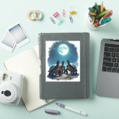 Drie schildpadden huilen bij Moon Wildlife Mountai Sticker (iPad Cover)
