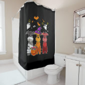 Drie Schnauzer Witch Pet Cute Halloween Gifts Douchegordijn (In situ)