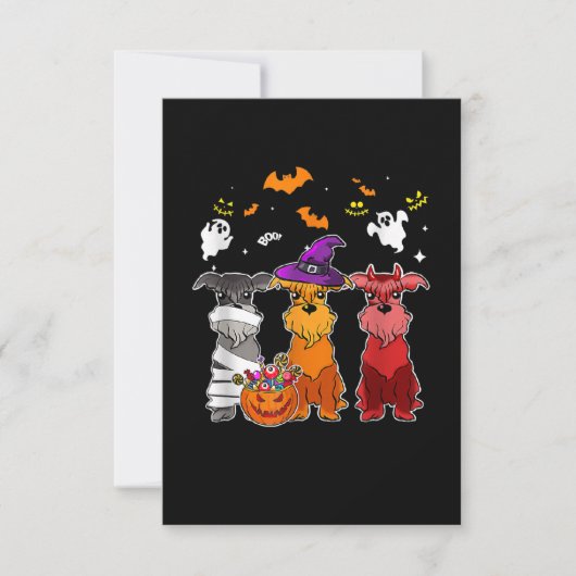 Drie Schnauzer Witch Pet Cute Halloween Gifts RSVP Kaartje (Voorkant)