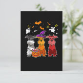 Drie Schnauzer Witch Pet Cute Halloween Gifts RSVP Kaartje (Staand voorkant)