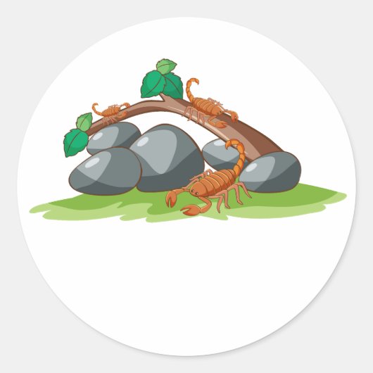 Drie schorpioenen in natuur Cartoon Vector Sticker (Voorkant)