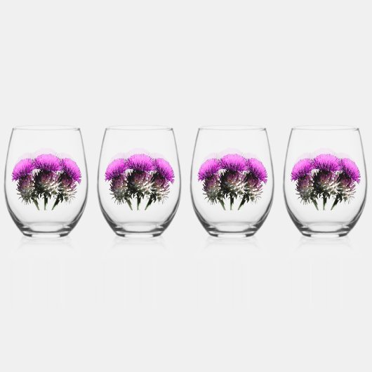 Drie Schotse distels Wijnglas Zonder Voet (Achterkant)