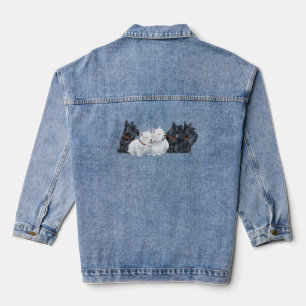 Drie Schotse Terriërs met Twee Westies Denim Jacket