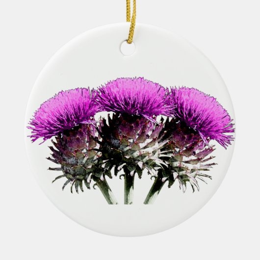 Drie Schotse Thistles Keramisch Ornament (Voorkant)