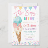 Drie Scoops van 3e verjaardag van de uitnodiging v (Voorkant)