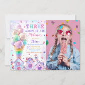 Drie Scoops van Fun Ice Cream Verjaardag Foto Kaart (Voorkant)