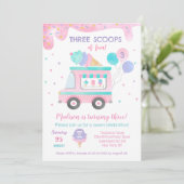 Drie Scoops van leuke Ice Cream Birthday-uitnodigi Save The Date (Staand voorkant)