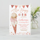 Drie Scoops Van Plezier 3e Verjaardagsfeestje Glit Kaart (Staand voorkant)