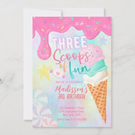 Drie scoops van plezier kaart (Voorkant)