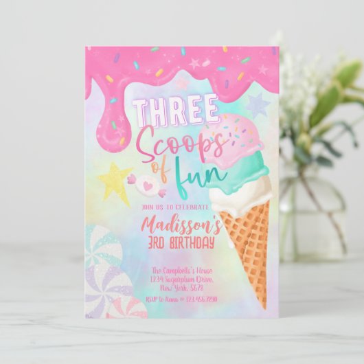 Drie scoops van plezier kaart (Staand voorkant)