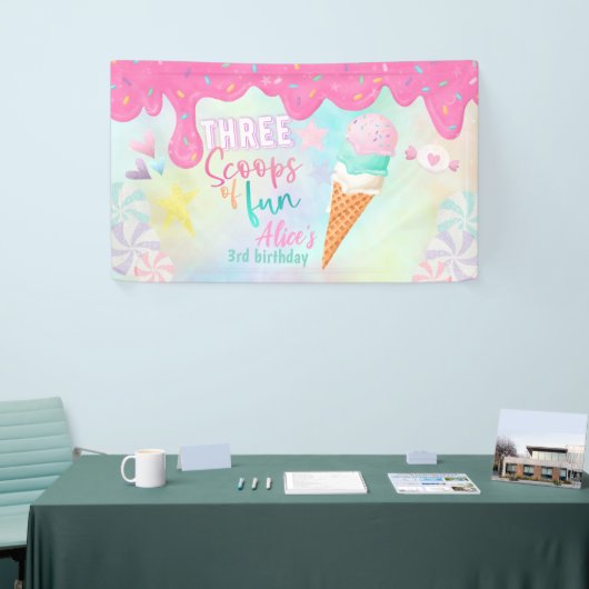 Drie scoops van plezier spandoek (Beurs)