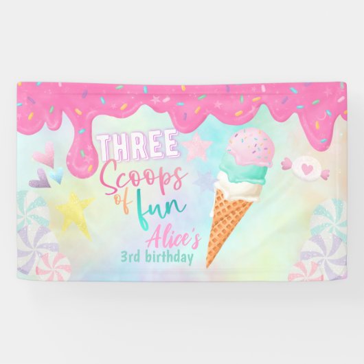 Drie scoops van plezier spandoek (Horizontaal)