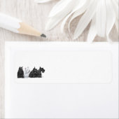 Drie Scotties & een Westie Etiket (Insitu)