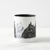 Drie Scotties & een Westie Mok (Midden)