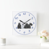 Drie Scotties & een Westie Vierkante Klok (Huis)