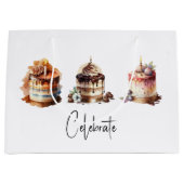 Drie Scrumptious Cakes Custom Gift Bag Groot Cadeauzakje (Voorkant)