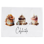 Drie Scrumptious Cakes Custom Gift Bag Groot Cadeauzakje (Achterkant)