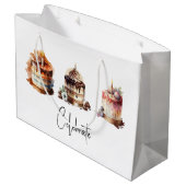 Drie Scrumptious Cakes Custom Gift Bag Groot Cadeauzakje (Achterkant Gekanteld)