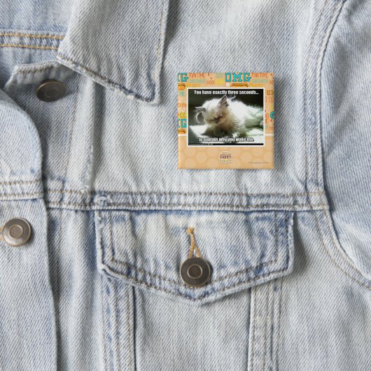 Drie seconden vierkante button 5,1 cm (In situ)