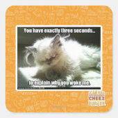 Drie seconden vierkante sticker (Voorkant)