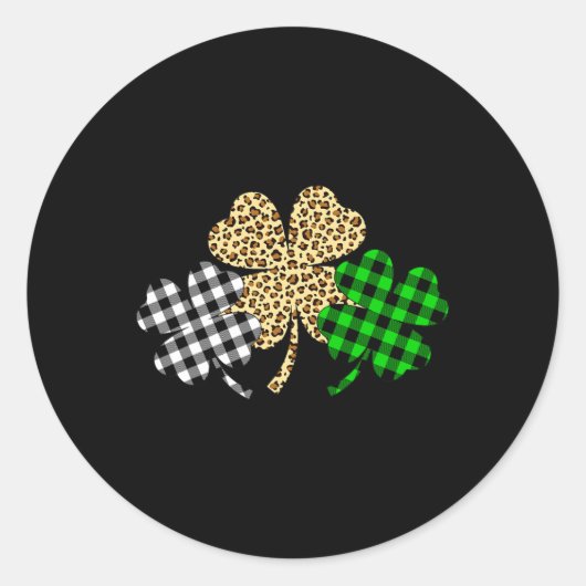 Drie Shamrocks Leopard Buffalo Pset St Patrick D Ronde Sticker (Voorkant)