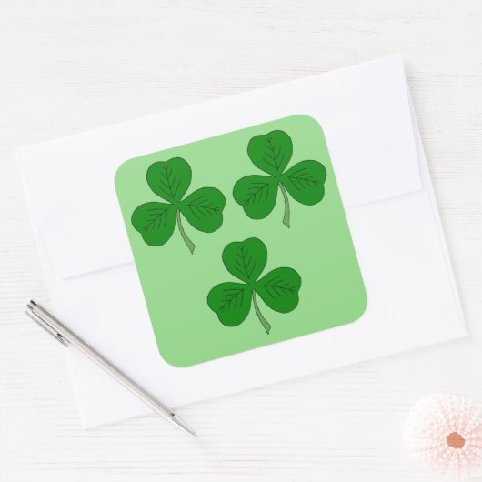 Drie Shamrocks Vierkante Sticker (Envelop)