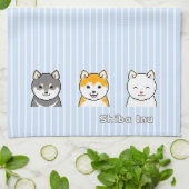 Drie shiba-infuushonden met verschillende kleuren  theedoek (Gevouwen)