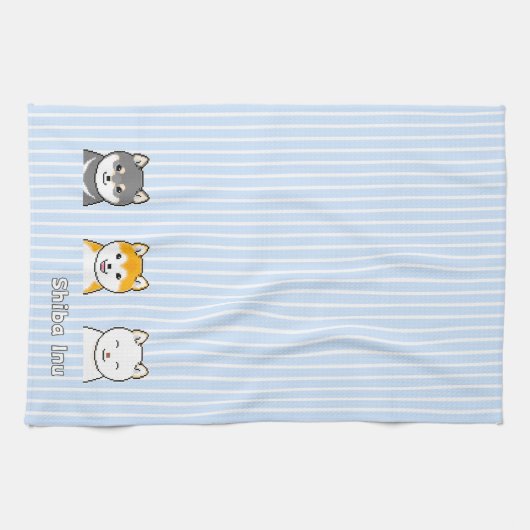 Drie shiba-infuushonden met verschillende kleuren  theedoek (Horizontaal)