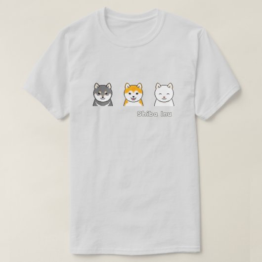Drie Shiba-inus met verschillende kleuren van de m T-shirt (Design voorkant)