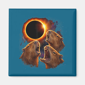 Drie Shirt Capybaras Huilende Totale Zonsverduiste Magneet