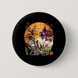 Drie Siamese katten cosplay heks Halloween Ronde Button 5,7 Cm