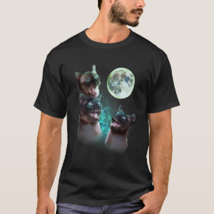 Drie Siamese katten huilen naar de maan Grappige H T-shirt