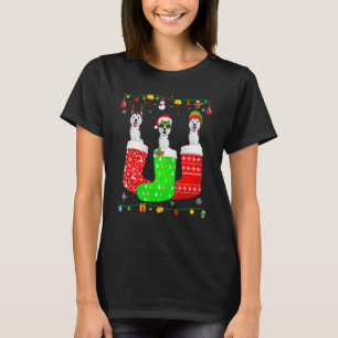 Drie Siberische hondjes in kerstsokken Matchi T-shirt
