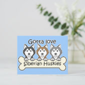 Drie Siberische Huskies Briefkaart (Staand voorkant)