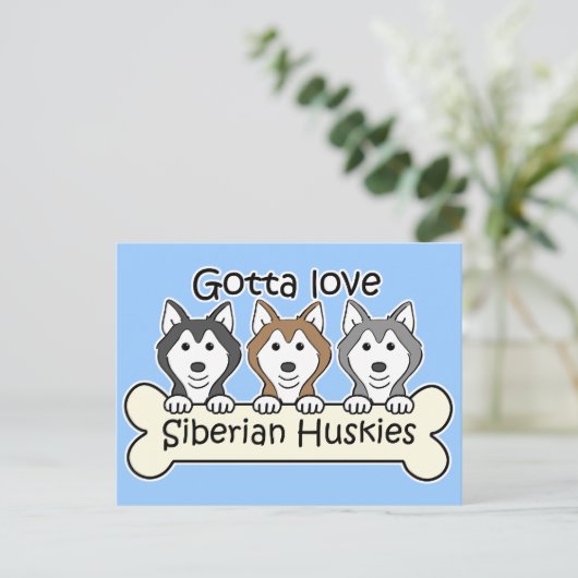 Drie Siberische Huskies Briefkaart (Staand voorkant)