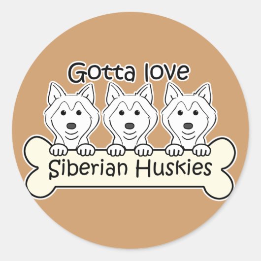 Drie Siberische Huskies Ronde Sticker (Voorkant)