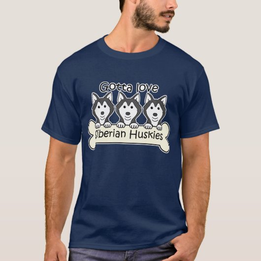Drie Siberische Huskies T-shirt (Voorkant)
