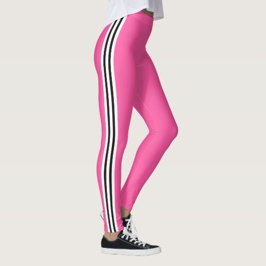 Drie Side Stripe Roze Leggings met aangepaste kleu (Rechts)