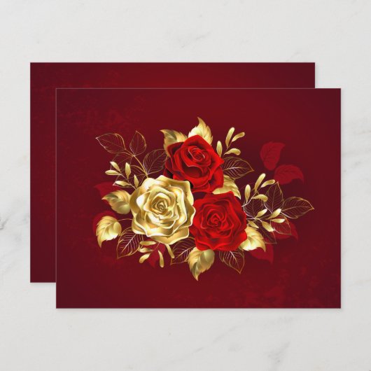 Drie Sieradenrozen Bedankkaart (Voorkant / Achterkant)