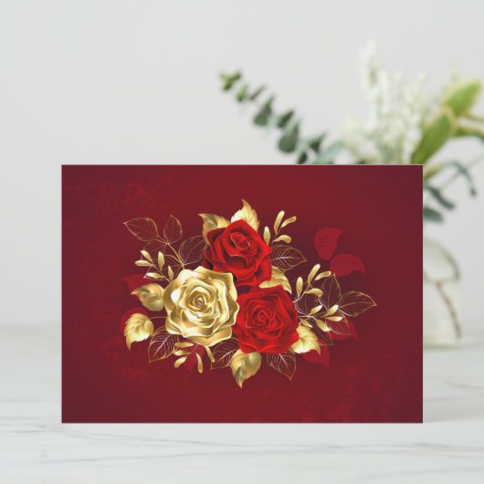 Drie sieradenrozen bedankkaart (Staand voorkant)