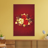 Drie sieradenrozen canvas afdruk (Insitu (Woonkamer))