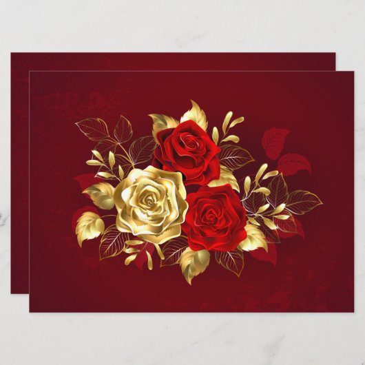 Drie sieradenrozen feestdagenkaart (Voorkant / Achterkant)