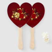 Drie sieradenrozen handwaaier (Voorkant en achterkant)