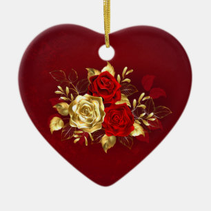 Drie sieradenrozen keramisch ornament