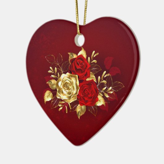 Drie sieradenrozen keramisch ornament (Links)