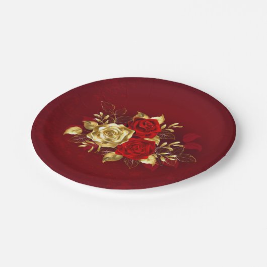 Drie sieradenrozen papieren bordje (Gekanteld)